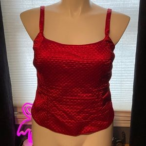 Cacique quilted red cropped bustier with adjustable straps size 22/24